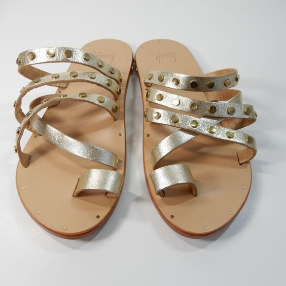 Beek Lory Slide Flat SANDALS Size 5 Platinum Beach Leather Studs NEW $295 - Picture 5 of 14